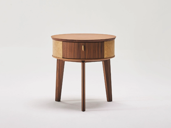 LERICI - Round solid wood bedside table with drawer _ Casa Covre